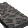 Dolce & Gabbana Black Gray Leopard Leather Zip Around Continental Wallet