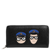 Dolce & Gabbana Black Leather #DGFAMILY Zipper Continental Mens Wallet