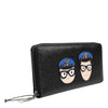 Dolce & Gabbana Black Leather #DGFAMILY Zipper Continental Mens Wallet