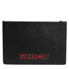Dolce & Gabbana Black Leather #DGFAMILY Embellished Men Clutch Pouch Bag