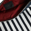 Dolce & Gabbana Black White Striped Logo Plaque Clutch Pouch Bag