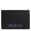 Dolce & Gabbana Black Leather #DGFAMILY Embellished Men Clutch Pouch Bag