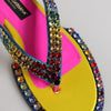 Dolce & Gabbana Multicolor Rhinestone Flip Flop Flat Sandals Shoes
