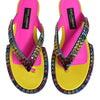 Dolce & Gabbana Multicolor Rhinestone Flip Flop Flat Sandals Shoes