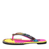 Dolce & Gabbana Multicolor Rhinestone Flip Flop Flat Sandals Shoes