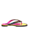 Dolce & Gabbana Multicolor Rhinestone Flip Flop Flat Sandals Shoes