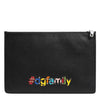 Dolce & Gabbana Black Leather #DGFAMILY Embellished Men Clutch Pouch Bag