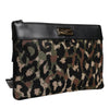Dolce & Gabbana Multicolor Leopard Print Jacquard Logo Plaque Pouch Bag