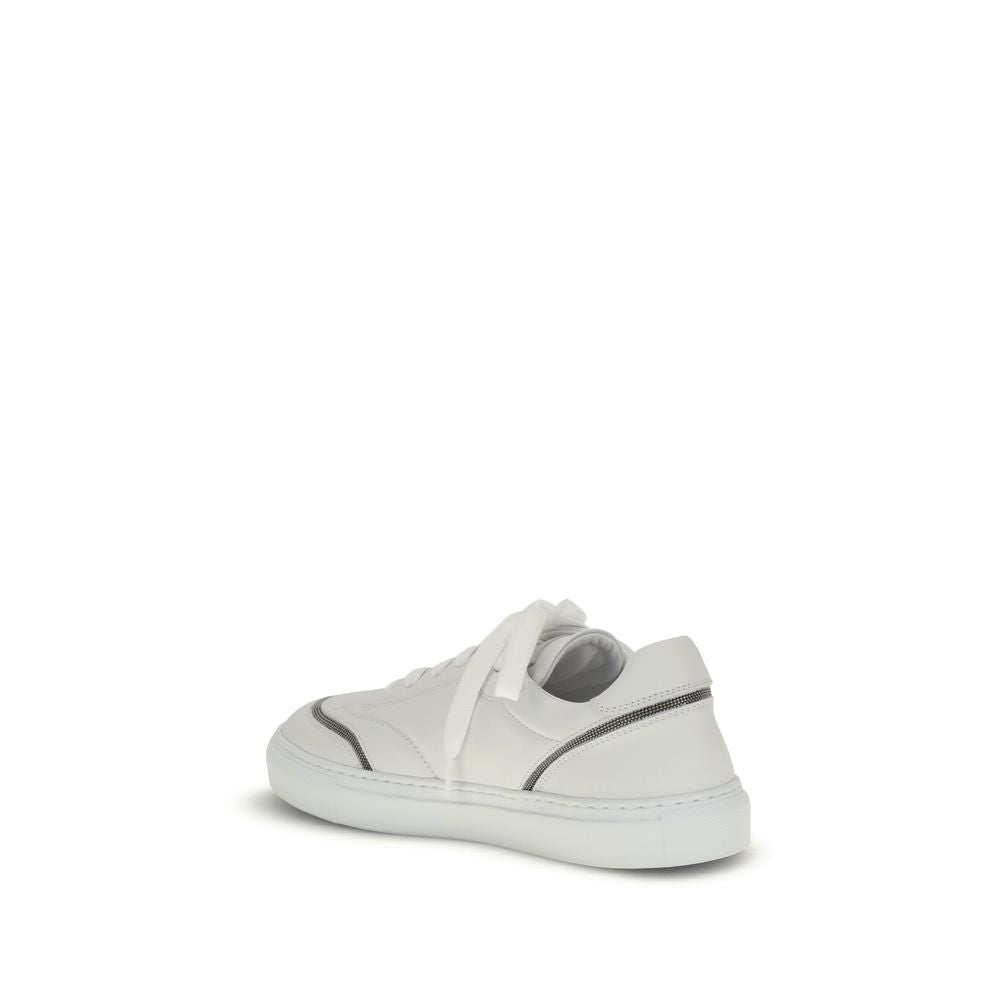 Brunello Cucinelli Bos Taurus Low-Top-Sneaker aus weißem Kalbsleder