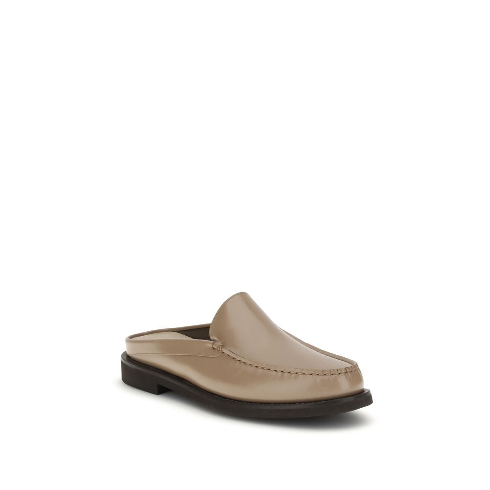 Brunello Cucinelli beige Kalbsleder Bos Taurus Mules