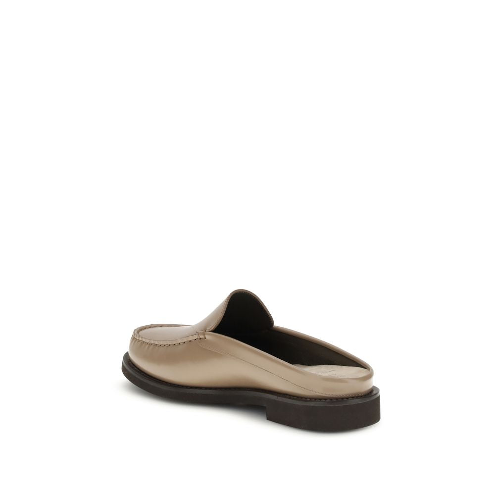 Brunello Cucinelli beige Kalbsleder Bos Taurus Mules