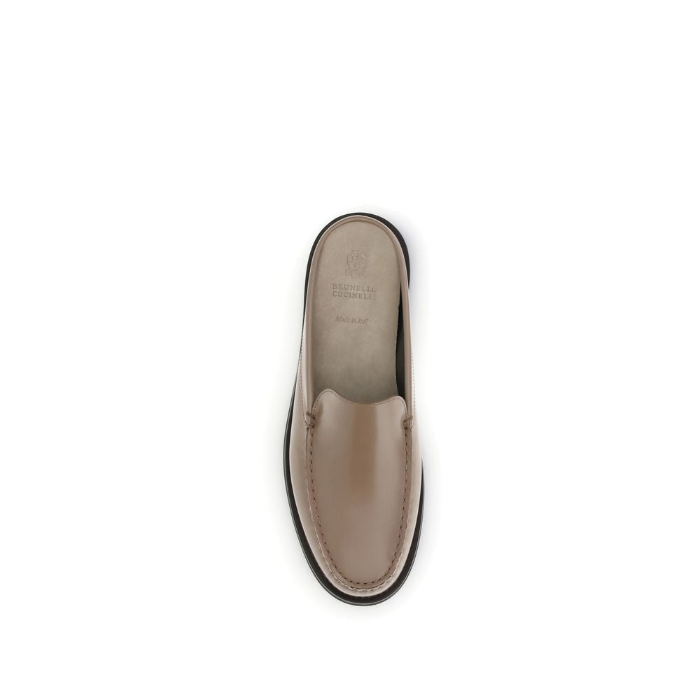Brunello Cucinelli beige Kalbsleder Bos Taurus Mules