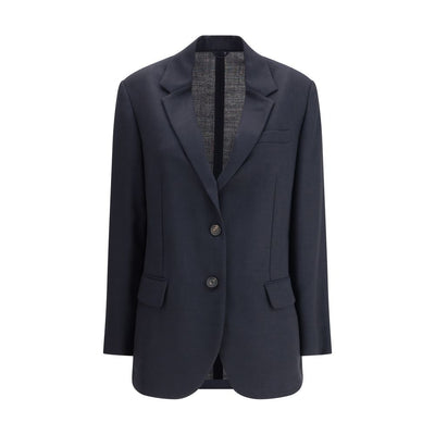 Brunello Cucinelli Blauer Fleece-Wollblazer