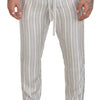 Dolce & Gabbana White Stripes Silk Lounge Trouser Pants
