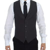 Dolce & Gabbana Gray Striped Formal Dress Gilet Vest