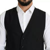 Dolce & Gabbana Black Wool Men Formal Waistcoat Vest