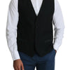 Dolce & Gabbana Black Wool Men Formal Waistcoat Vest