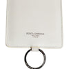 Dolce & Gabbana White Calf Leather Lanyard Logo Card Holder Men Wallet