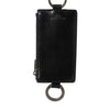 Dolce & Gabbana Black Leather Logo Embossed Lanyard Card Holde Wallet