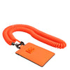 Dolce & Gabbana Orange Leather Logo Embossed Lanyard Card Holder Wallet