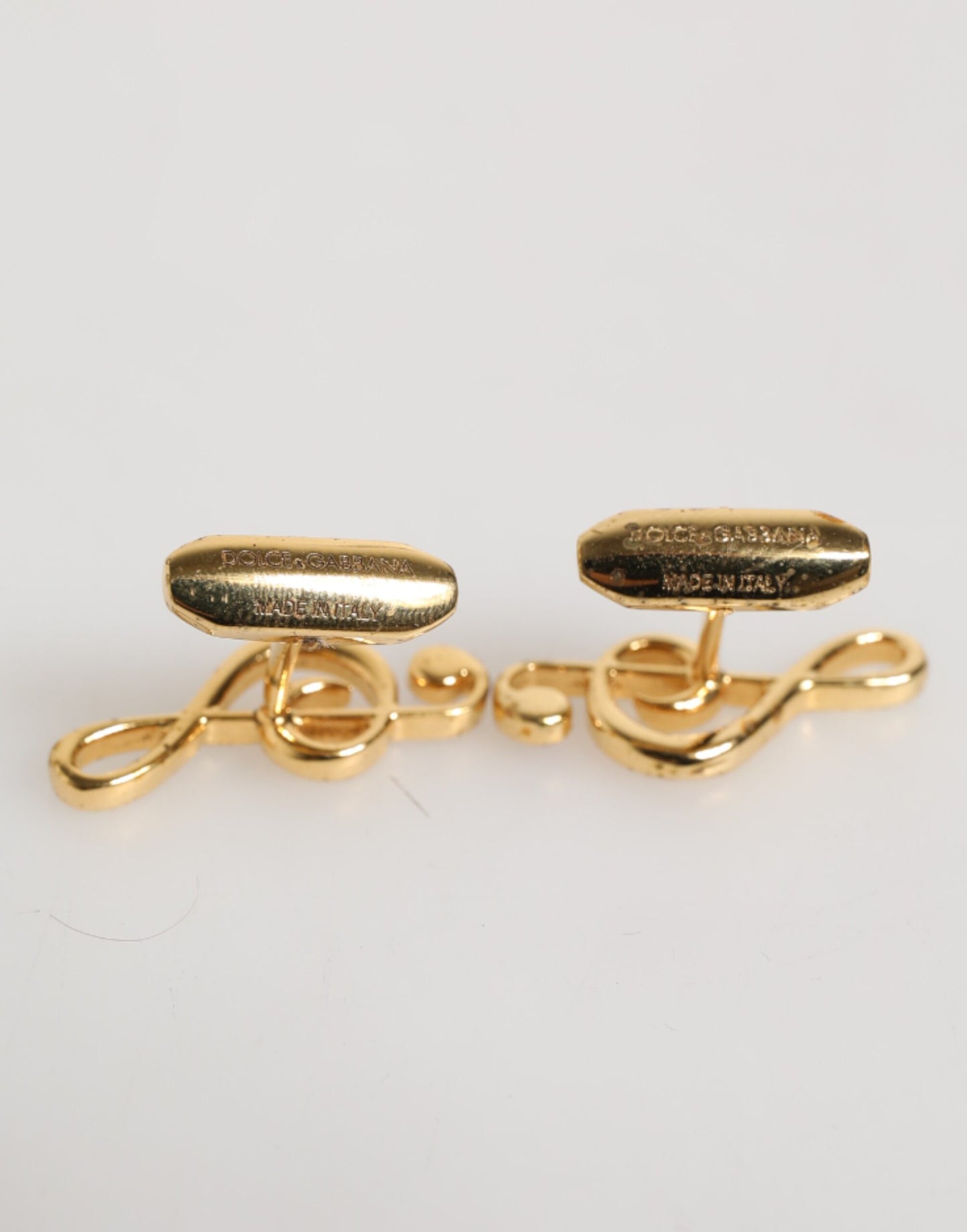 Dolce & Gabbana Gold Musical Note Metal Brass Pin Men Accessory Cufflinks