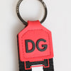 Dolce &amp; Gabbana Schlüsselanhänger mit rotem und weißem DG-Logo aus Polyester und Messing