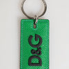 Dolce & Gabbana Green Leather Logo Metal Ring Keychain Holder Men Keyring