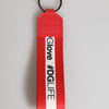 Dolce & Gabbana Red Logo Polyester Silver Brass Holder Keychain Men Keyring