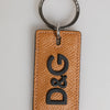 Dolce & Gabbana Brown Leather Logo Metal Ring Keychain Holder Men Keyring