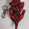 Dolce & Gabbana Red Black Polyester Animal Silhouette Keychain Keyring