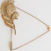 Dolce & Gabbana Gold Tone Leaf 925 Sterling Silver Crystal Chain Brooch