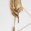 Dolce & Gabbana Gold Tone Leaf 925 Sterling Silver Crystal Chain Brooch