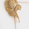 Dolce & Gabbana Gold Tone Leaf 925 Sterling Silver Crystal Chain Brooch