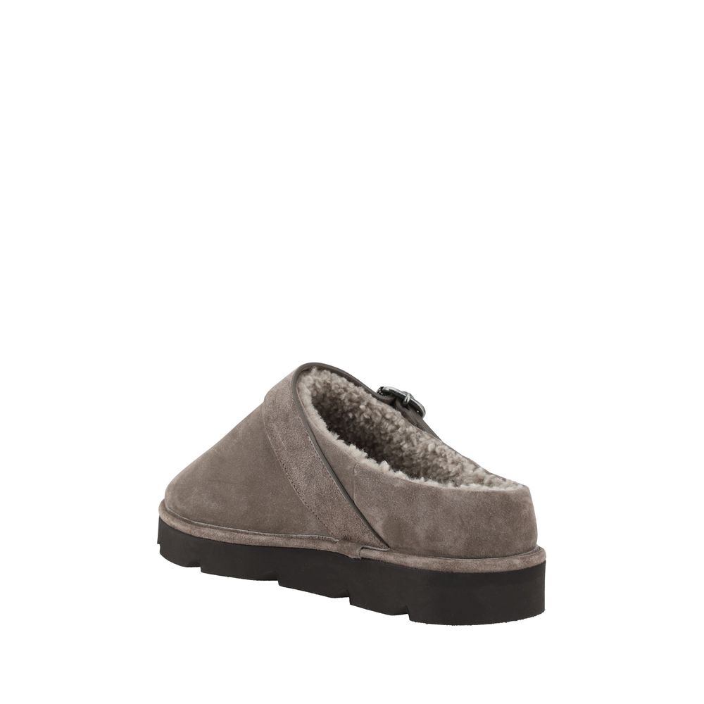 Brunello Cucinelli Clogs aus grauem Kalbsleder (Bos Taurus)