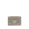PINKO Gray Calf Leather Bos Taurus Shoulder Bag