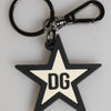 Dolce & Gabbana White Black DG Logo Star Rubber Men's Keychain Keyring