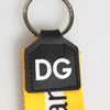 Dolce & Gabbana Yellow Logo Polyester Silver Brass Holder Keychain Keyring