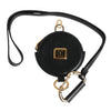 Dolce & Gabbana Black Round Leather DG Logo Coin Purse Lanyard Wallet