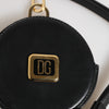 Dolce & Gabbana Black Round Leather DG Logo Coin Purse Lanyard Wallet
