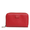 Dolce & Gabbana Red Leather Zip Around Logo Plaque Men Coin Purse Wallet