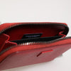 Dolce & Gabbana Red Leather Zip Around Logo Plaque Men Coin Purse Wallet