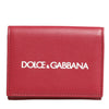 Dolce & Gabbana Red Leather Bold Logo Print Trifold Card Holder Wallet