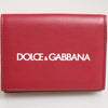 Dolce & Gabbana Red Leather Bold Logo Print Trifold Card Holder Wallet