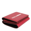 Dolce & Gabbana Red Leather Bold Logo Print Trifold Card Holder Wallet