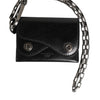 Dolce & Gabbana Black Cavallo Leather Wallet Chain Snap Bifold Card Holder