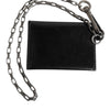 Dolce & Gabbana Black Cavallo Leather Wallet Chain Snap Bifold Card Holder