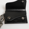Dolce & Gabbana Black Cavallo Leather Wallet Chain Snap Bifold Card Holder