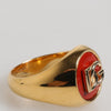 Dolce & Gabbana Gold Tone Real Brass Round Red DG Logo Men Ring