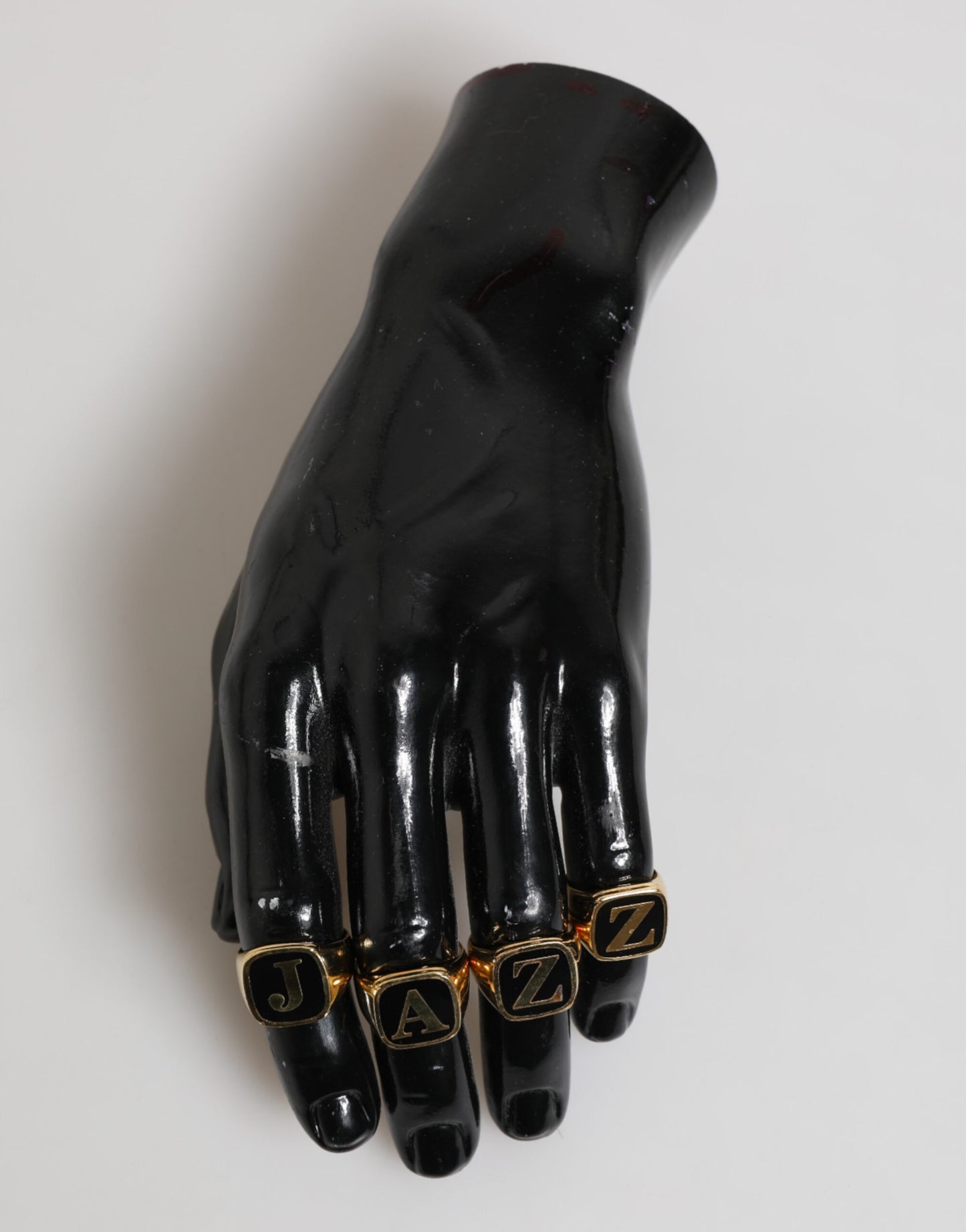 Dolce & Gabbana Gold Tone Brass JAZZ Letter Set 4 Pieces Adjustable Ring