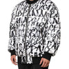 Dolce & Gabbana White Black Graffiti Logo Puffer Bomber Jacket